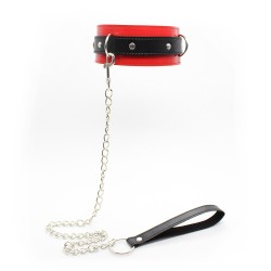 leather locking red black fetish collar